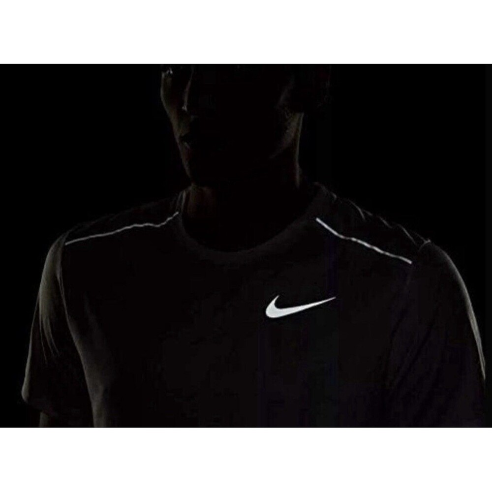 Nike Men L Dri-FIT Miler Running Shirt Gray Short Sleeve Tee NWT Read Defect